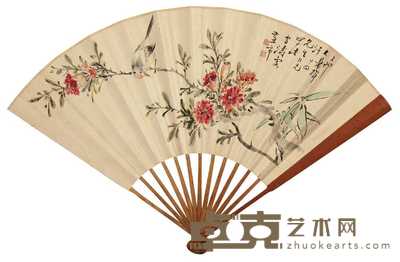 王雪涛 乙卯（1975年）作 花鸟 成扇 19×52cm